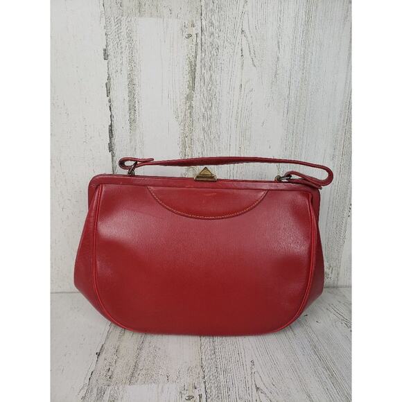 Solid Red Mini Clasped Handbag Women's Small Purse - Picture 1 of 11